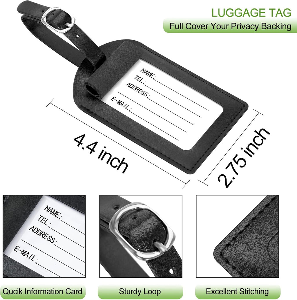 Passport Holder With Luggage Tag Cover Wallet RFID Blocking Leather Case Travel Essentials Accessories Travel Must Have(114#Black)