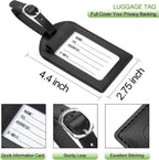 Passport Holder With Luggage Tag Cover Wallet RFID Blocking Leather Case Travel Essentials Accessories Travel Must Have(114#Black)