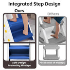 Primlect Space-Saving Potty Training Seat with Ladder, Adjustable Step and Toilet Seat Height, Top Handles for Easy Climbing, Easy to Carry, Portable Toddler Toilet Trainer for Small Bathrooms