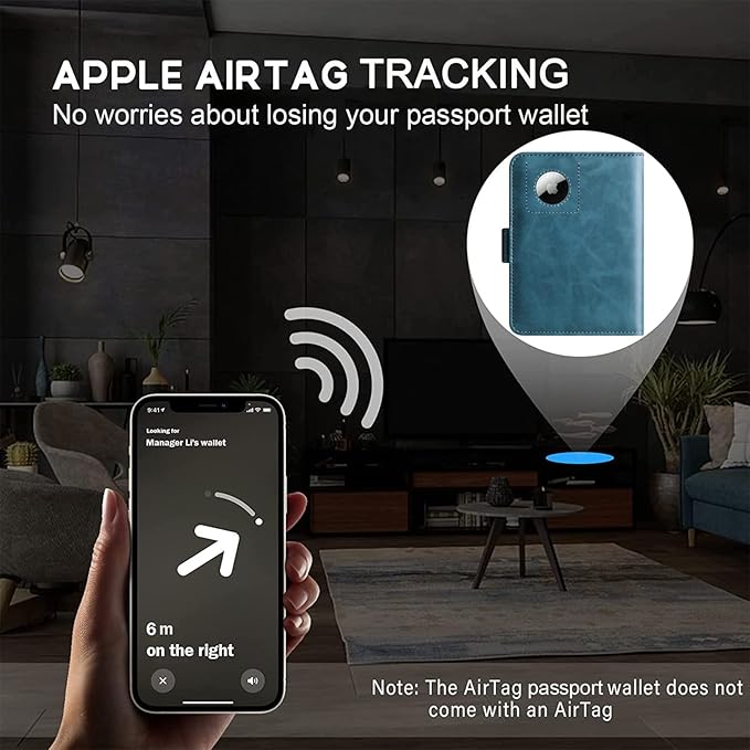 Airtag Passport Holder Cover Wallet Travel Essentials Leather Rfid Blocking Case Vacation Luggage Must Haves Travel Accessories for Men Women (117#Blue)