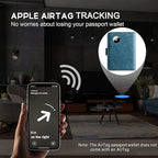 Airtag Passport Holder Cover Wallet Travel Essentials Leather Rfid Blocking Case Vacation Luggage Must Haves Travel Accessories for Men Women (117#Blue)