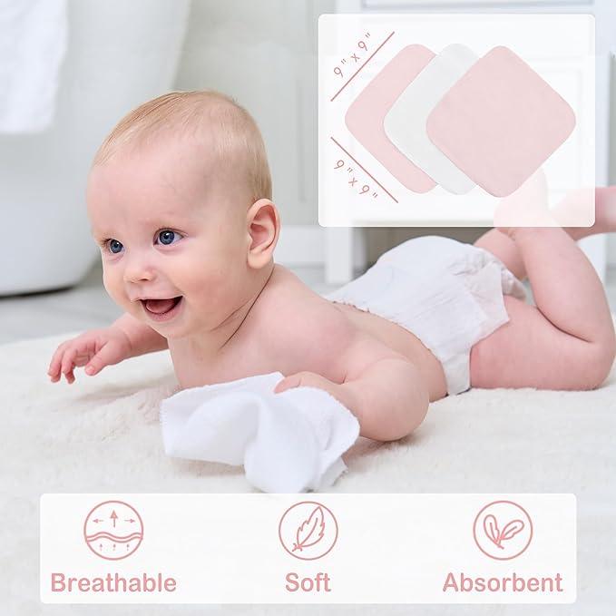 Viviland Baby Towels and Baby Wash Cloths Set Hooded Baby Towels Baby Wipes Absorbent Bath Face Towels Burp Cloths or Face Towels for Girl Boy 6-Pack Size 28 x 28 Inch(Sunshine)