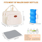 PIIOSER Insulated Baby Bottle Bag with Ice Pack, Breastmilk Cooler Compatible with Wearable Breast Pumps & Accessories - Breastfeeding On The Go for Nursing & Working Moms, Cream