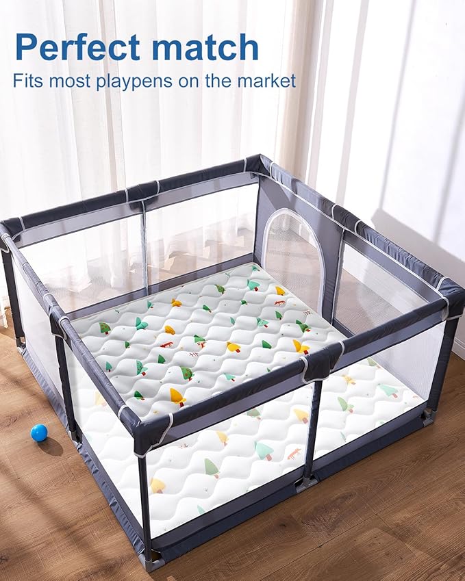 Odorless Premium Foam Baby Play Mat 36" x 36", Soft Microfiber Fabric Crawling Mat for Floor- Comfortable and Hypoallergenic, Non-Slip Cushioned Floor Playpen mat for Infants,Babies,Toddlers