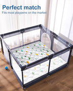 Odorless Premium Foam Baby Play Mat 79" x 59", Soft Microfiber Fabric Crawling Mat for Floor- Comfortable and Hypoallergenic, Non-Slip Cushioned Floor Playpen mat for Infants,Babies,Toddlers