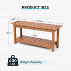 41" Shower Bench, Waterproof Poly Lumber Shower Stool for Shaving Legs, Shower Chair Seat Holds up to 400lbs, Bathroom Bench for Inside Shower, Non-Slip (Brown)