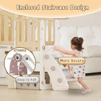 XJD 9 in 1 Toddler Slide Set, Kids Slide for Toddlers Age 1+, Toddler Climber Slide PlaySet with Basketball Hoop and Ball,Outdoor Indoor Playground for Toddlers 1-3 (Beige)