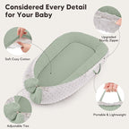 Baby Lounger - Infant Lounger Pillow for Newborn 0-24 Months, Soft, Breathable & Portable Baby Lounger Pillow for Boys & Girls, Cozy Baby Floor Seat for Home & Travel (Green)