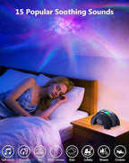 Rossetta Galaxy Projector, 58 Lighting Effects Star Projector Bluetooth Speaker White Noise Night Light, Galaxy Light Projector with Remote Control and Timer for Ceiling, Home Decor, Kids Room, Party