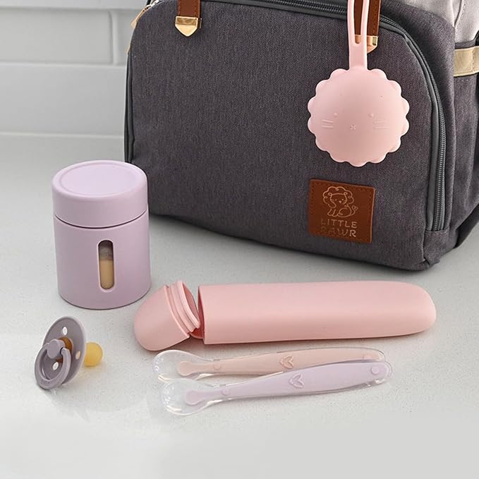 Silicone Baby Spoons for Baby Led Weaning, Spoons with Storage Box，Feeding Spoons for First Stage Baby Dishwasher Safe (pink)