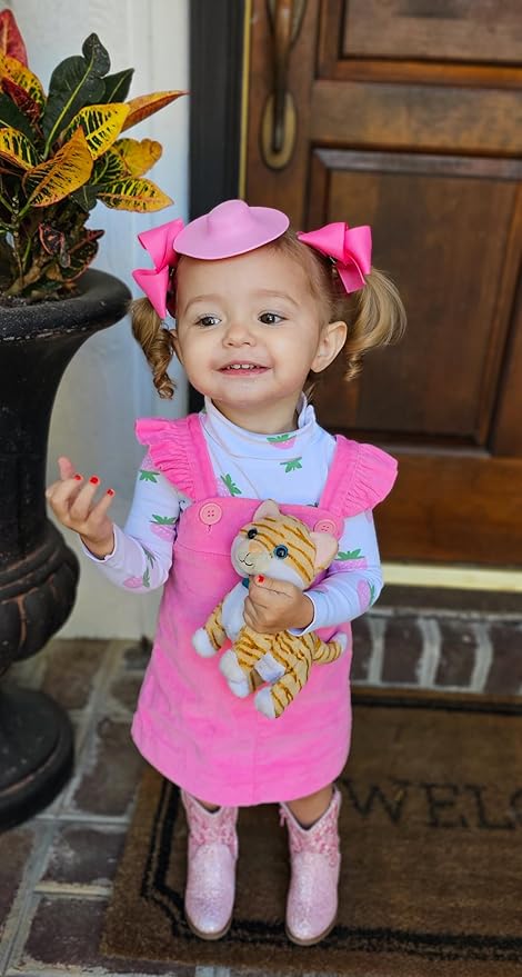 Wee Ones Girls' Plain Wrap Classic Grosgrain Hair Bows on a WeeStay No-Slip Hair Clip, Handmade, Mini, Hot Pink