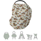 Vintage Cowboy Floral Car Seat Cover for Baby Western Cowboy Horse Stretchy 5-in-1 Covers Adjustable Car Canopy Cover Wild West Desert Breathable Nursing Cover-Up