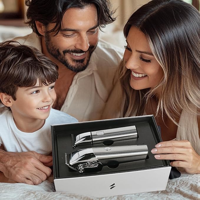 SUPRENT Low Noise Hair Clippers for Men Easy-Clean Waterproof Clippers, Cordless Clippers & Trimmers Set for Family Grooming