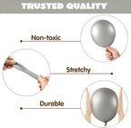 JOYIN 150 Pcs Metallic Silver Balloons, Different Sizes 18 12 10 5 Inch Silver Latex Balloon Arch Kit with Instruction for Birthday Party Graduation Wedding Holiday Decoration