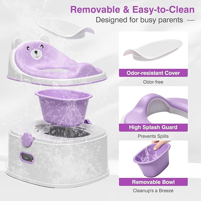 3-in-1 Toddler Potty Training Toilet for Boys & Girls - Convertible Potty Chair with Step Stool for Toddlers 1-3, Anti-Slip Design Toddler Toilet Seat - Removable & Easy to Clean