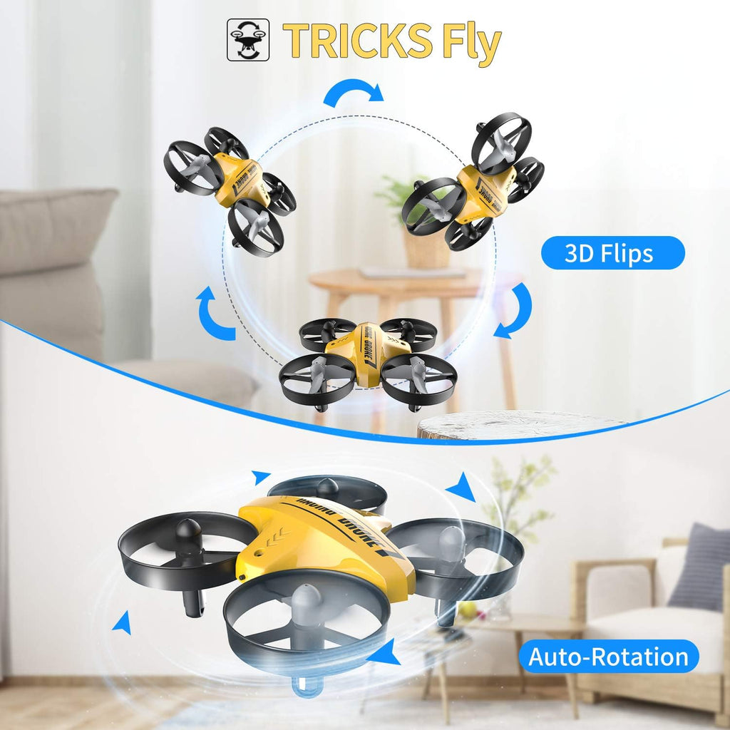 Mini Drone, Hand Operated & RC Nano Quadcopter for Kids & Beginners Indoor, with 3 Batteries, Throw to Go, Flips, Obstacle Avoidance, Children's Day Gift & Christmas Gift for Boys Girls -Yellow