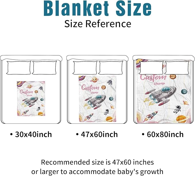 Personalized Baby Crib Bedding Set - Colorful Rockets Theme Nursery Bedding Sets 3 Piece with Custom Name Blanket, Fitted Crib Sheet & Changing Pad Cover – Ideal Newborn Gift for Girls