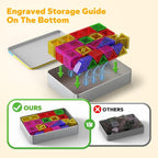 112PCS Mini Magnetic Tiles for Kids, Magnetic Tiles Travel Set with Iron Box, Portable Construction Toys STEM Educational Building Set for Kids Ages 4-8 Toddlers, Boys & Girls Birthday New Year Gift