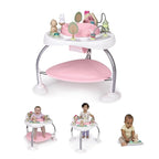Ingenuity Spring & Sprout 2-in-1 Baby Activity Center Jumper and Table with Infant Toys - Ages 6 Months +, First Forest in Pink