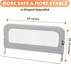 omzer Large Bed Guard Rail for Toddlers - 59inch Foldable & Adjustable Heights Baby Bed Safety Railing - Toddler Long Bed Rails Guard for Twin, Bunk, Queen & King, Full Size Bed Grey