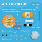 Cookie Box Crochet Kit for Beginners - Learn to Craft Amigurumi Stuffed Animals - Knitting Gift for Kids and Adults - Beginner-Friendly Yarn - Stitch-by-Stitch Video Tutorial - Leopard Leo