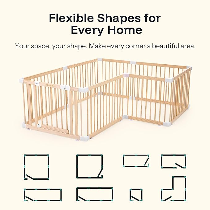 HARPPA Baby Gate Playpen Wooden Playpen for Babies and Toddlers Large Play Yards Baby Fence Play Area 71.5 x 79.5 x 24 inch