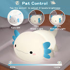 Axolotl Night Light,Cute Axolotl Lamp,Food Grade Silicone Nursery Nightlight,Rechargeable/Dimmable LED Squishy Novelty Animal Bedside Touch Lamp,Baby Room Decor, Axolotl Gifts for Kids/Boys