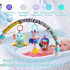 Baby Stroller Arch Mobile With Universal Clamps - Clip-On Activity Bar for Bassinet, Bouncer, Crib, Car Seat - Musical Infant Toys With Elephant Squeaker and Zebra Rattle