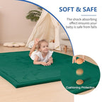 Baby Play Mat for Floor,1.3" Thick Memory foam Tummy Time Mat,Soft Coral Velvet Nursery Rug,Extra Large Non Slip Crawling Mat for Toddlers,Infants,kids,Yoga,Tatami Style for Living Room(Dark Green)