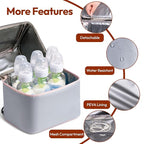 NCVI Breastmilk Cooler Bag with 2 Ice Pack, Breast Pump Bag with Cooler Fits 6 Bottles, Double Layer Breast Milk Baby Bottle Cooler Bag, for Travel, Nursing Mom Daycare, Work, Picnic (Grey)