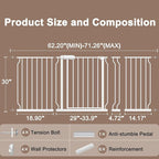 WAOWAO Baby Gate 62.20-71.26" Extra Wide Pressure Mounted Walk Through Swing Auto Close Safety White Metal Toddler Kids Child Dog Pet Puppy for Stairs,Doorways,Kitchen