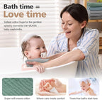 MUKIN Baby Washcloths,Muslin Burp Cloths Towels for Newborns,Absorbent Cotton Bath Face Towel ，5 Pack, 12x12 Inches (Coastal Calm)