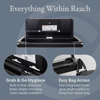 Foundations Ultra Horizontal Wall Mounted Baby Diaper Changing Station, Oversized Changing Surface, Plastic with Heavy Duty Stainless Steel Hinge - Black (200-EH-02)