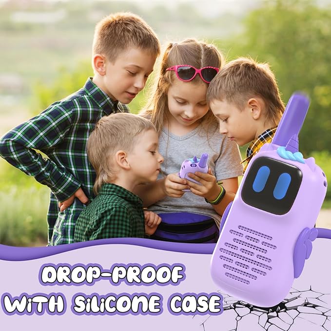 Purple Walkie Talkies with Silicone Cover, Toys for 3-4 Year Old Girls Boys, Kids Walkie Talkies 1000FT Range 2 Way RadioToy Christmas Birthday Gifts for 6-10 Year Old Girls Boys
