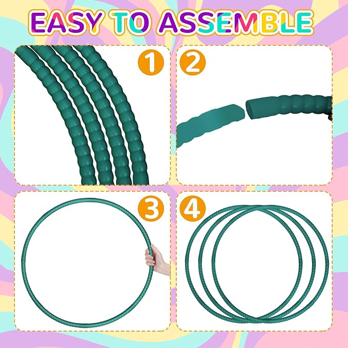 Shappy 6 Pcs Exercise Hoop Detachable Adjustable Plastic Toy Playground Toys Colored Hoop Circles for Teens Games Gymnastics Dog Agility Equipment Party Decor