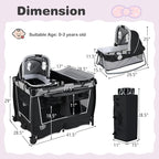 BABY JOY 5 in 1 Pack and Play, Portable Nursery Center Baby Playard w/Bassinet & Diaper Changing Table, Infant Bassinet Activity Center with Toys, Music, Oxford Bag for Toddlers (Space Grey, Classic)