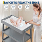 GarveeLife Baby Changing Table, Diaper Changing Table with Changing Pad, Portable Baby Diaper Changing Station with 2 Tier Storage Shelves for Newborn Baby and Infant