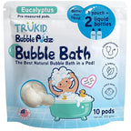 TruKid Bubble Podz Bubble Bath for Kids, Toddlers, & Babies, Tear Free Gentle & Refreshing Bath Bomb for Sensitive Skin with Natural Moisturizers, Non-Toxic, pH Balanced, Eucalyptus Scent (10 Podz)