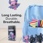 BioSwiss Bandages, Halloween Bat Shaped Self Adhesive Bandage, Latex Free Sterile Wound Care, Fun First Aid Kit Supplies for Kids, 50 Count