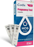 CorDx Early Detection Pregnancy Test Kit, Urine Tests for Easy at Home hCG Level Testing, Tester for Pregnant Women, Clear, Fast and Reliable Result with Over 99% Accuracy, 3 Pack Cassettes