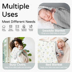 Yoofoss Hooded Baby Towels for Newborn 2 Pack 100% Muslin Organic Cotton Baby Bath Towel with Hood for Babies, Infant, Toddler and Kids, 32x32Inch, Soft and Absorbent Newborn Essential,Grey Flower