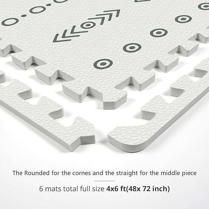 Baby Foam Play Mat, PIGLOG 72x48 Baby Crawling Mat, Floor Mats for Kids for Infants with Interlocking Tiles, Toddler Playmats for Indoor and Outdoor, Easy to Clean Playroom Mats, (Symbol+Bohemia)