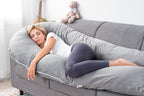 Meiz Pregnancy Pillow, Cooling Silky Pregnancy Pillows for Sleeping, 65" Full Body Maternity Pillow for Tall Pregnant Woman with Cooling Silk Jersey Cover, Grey