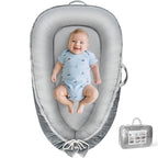 Baby Lounger - Baby Lounger for Newborn 0-24 Months, Breathable & Soft Cotton and Velvet Cover Baby Nest, Portable Tummy Time Lounger for Home and Travel, Ideal Baby Essentials & Shower Gifts