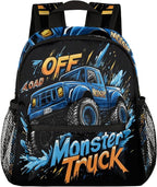 Toddler Backpack for Boys Girls - 12 Inch Monster Car Trucks Kids Backpack Preschool Kindergarten Backpack Lightweight Waterproof Schoolbag Book Bag for School