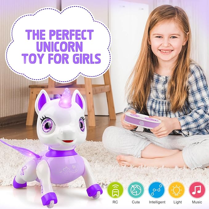 Unicorn Toys for Girls Age 4-6: Robot Pets for Kid Remote Control Robot Toy for Ages 5-7 Smart Robots Girl Toy 4-5 Robot Toy for Kid 8-12 Birthday Gifts for 3 4 5 6 7 8 Year Old Girl, Purple