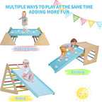 GOME Set of 7 Baby Triangle Climbing Gym Toys Indoor for Toddler Set, 1 Square and 3 Triangle Climber with 3 Ramp for Climbing Sliding and Walking, 7 in 1 Toddler Play Equipment for Indoor Playground