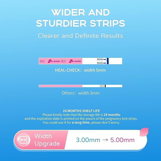 50 Count Pregnancy Tests with Cups, Bulk Pregnancy Test Strips for Detection at Home, Over 99% Accuracy, Individually Wrapped Fertility Tests, Extra-Wide 5mm HCG Tests, Pruebas De Embarazo
