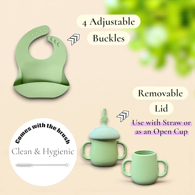 Bamboo Suction Plate and Bowl Set for Babies 7 Feeding Essentials Baby Led Weaning Supplies BPA Free Eco-Friendly (Pink)