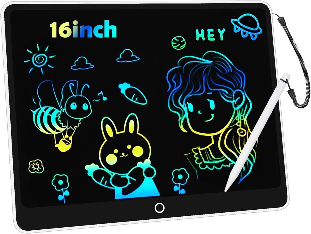 LCD Writing Tablet Doodle Board, 16inch Colorful Drawing Tablet Writing Pad, Kids Travel Essentials, Toddler Toys for 3 4 5 6 7 8 Year Old Girls Boys- Christmas and Birthday Gifts